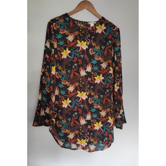 H&M Tops - H&M multicolor botanical garden floral long sleeved blouse Tunic Top Size 14